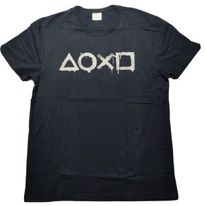 SONY PLAYSTATION BUTTONS Men Size XL Black 100% Cotton Short Sleeve T-Shirt NEW